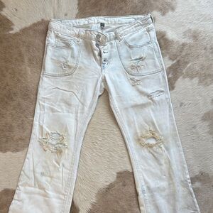 Wild Fable Cream Distressed Flare Jeans